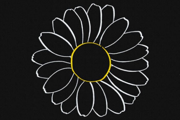 6 x6 Daisy Outline Machine Embroidery