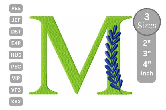 Elegant Floral Alphabet Letter-M