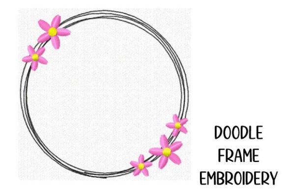 Round Doodle Frame with Flowers
