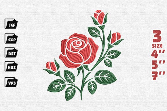 Stylized Red Rose with Buds Review